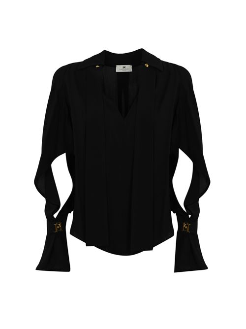 Blusa con foulard in georgette nero Elisabetta Franchi | CA05946E2110